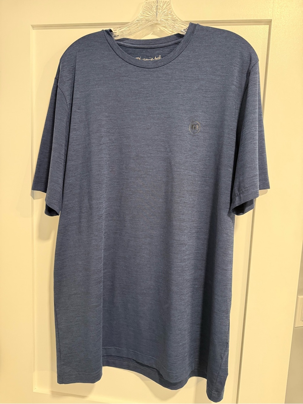 Travis Mathew Men's Blue Crew Neck Short Sleeve Shirt, XL